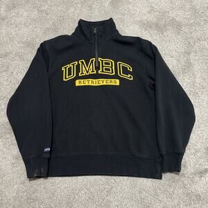 Vintage UMBC Black Size M 1/4 Zip Sweatshirt Retrievers JanSport